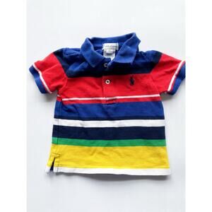 Baby Boys Ralph Lauren Color Block Striped Short Sleeve Polo Shirt 6 Months
